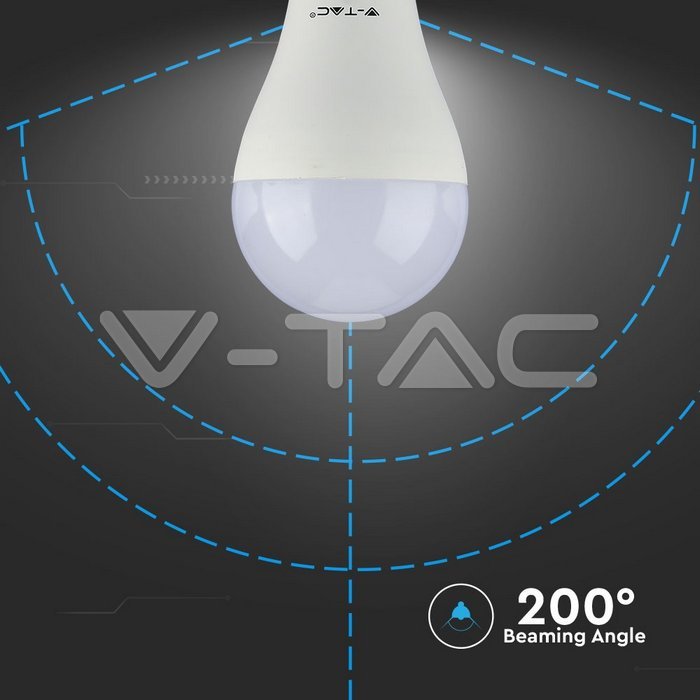 V-TAC VT-4453 LED Крушка 15W A65 Е27 200°D Пластик Топло Бяла Светлина