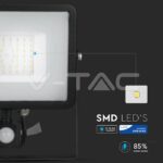 V-TAC VT-470 50W LED Прожектор Сензор SAMSUNG Чип Черно Тяло 4000K