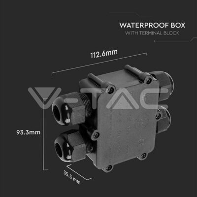 V-TAC VT-5982 Влагозащитена Кутия Черна 4х8-12мм IP68