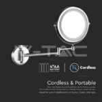 V-TAC VT-6628 3 LED Огледало за Стена 4 x AA Батерии Тяло Никел