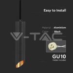 V-TAC VT-6685 1xGU10 Корпус Пендел Черен D:55x300мм