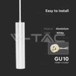 V-TAC VT-6779 1*GU10 Корпус Пендел Бял D:60*300MM