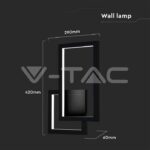 V-TAC VT-6842 20W Стенна Лампа Черно Тяло 3000K IP54