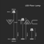 V-TAC VT-7007 4W LED Настолна Лампа Презаредима Бяла 3000K IP54