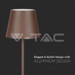 V-TAC VT-7008 4W LED Настолна Лампа Презаредима Corten 3000K IP54