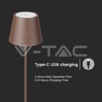 V-TAC VT-7008 4W LED Настолна Лампа Презаредима Corten 3000K IP54