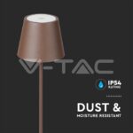 V-TAC VT-7008 4W LED Настолна Лампа Презаредима Corten 3000K IP54