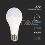 V-TAC VT-7010 LED Крушка 9W E27 A60 Пластик Аварийна 4000К