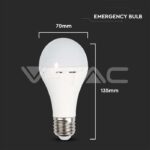 V-TAC VT-7010 LED Крушка 9W E27 A60 Пластик Аварийна 4000К