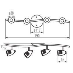 Kanlux 7088 Осветително тяло за стена или таван MOLI 4x50W 200W G10 IP20 220V