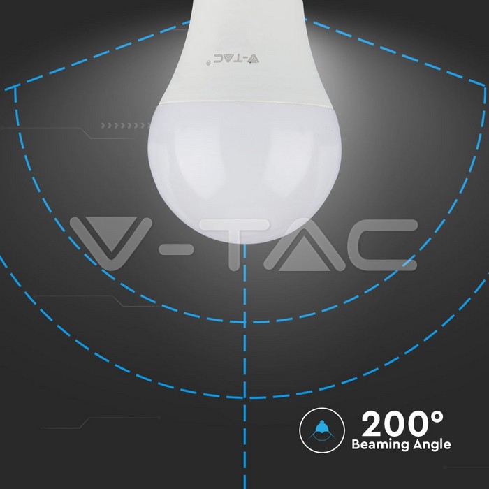 V-TAC VT-7297 LED Крушка 11W А60 Е27 Топло Бяла Светлина Блистер 2 бр.