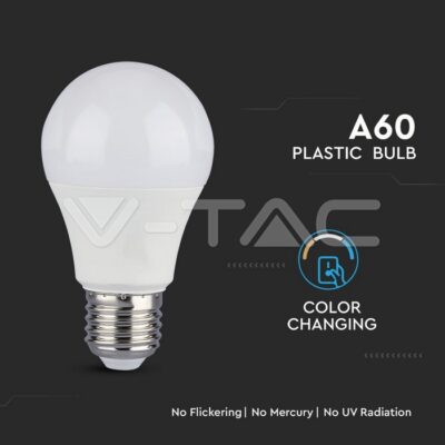 V-TAC VT-7317 LED Крушка 9W А60 Е27 3 в 1 Смяна на цвета