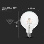 V-TAC VT-7427 LED Крушка 6W Filament E27 G125 6400K