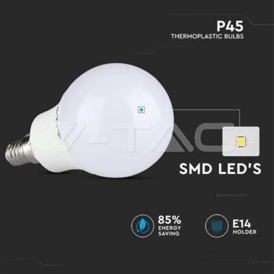 V-TAC VT-7490 LED Крушка 5.5W E14 P45 6400K CRI 95+