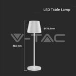 V-TAC VT-7651 2W LED Настолна Лампа 4400mA Батерия Бяло Тяло IP54 3000K