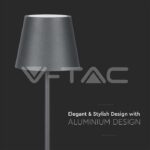 V-TAC VT-7653 2W LED Настолна Лампа 4400mA Батерия Зелено Тяло IP54 3000K