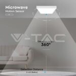 V-TAC VT-7668 30W LED Плафон Квадрат Микровълнов Сензор Бяла Рамка 4000К IP44