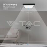 V-TAC VT-7673 24W LED Плафон Квадрат Микровълнов Сензор Черна Рамка 4000К IP44