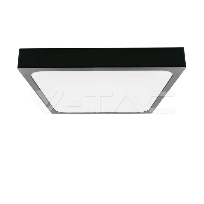 V-TAC VT-7673 24W LED Плафон Квадрат Микровълнов Сензор Черна Рамка 4000К IP44