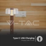 V-TAC VT-7945 LED Настолна Лампа 1800mAh Батерия 150 x 300 3 в 1 Кафяво Тяло