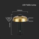 V-TAC VT-7946 3W LED Настолна Лампа 1800mAh Златно с Черно 3000К