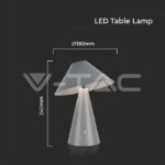 V-TAC VT-7949 LED Настолна Лампа 1800mAh Батерия 180 x 240 3 в 1 Сиво Тяло