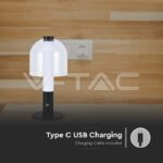 V-TAC VT-7988 LED Настолна Лампа 1800mAh Батерия 140x 300 3 в 1 Черно + Прозрачно Стъклено Тяло