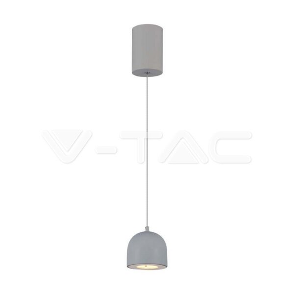 V-TAC VT-7992 8.5W LED Висяща Лампа Φ100 Сиво Тяло 3000K