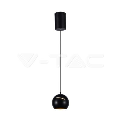 V-TAC VT-8001 8.5W LED Висяща Лампа Φ180 Регулируемо Въже Touch On/Off Черно Тяло 3000K