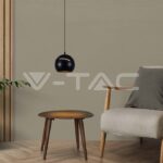 V-TAC VT-8001 8.5W LED Висяща Лампа Φ180 Регулируемо Въже Touch On/Off Черно Тяло 3000K