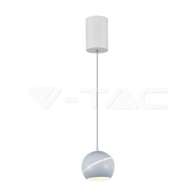 V-TAC VT-8002 8.5W LED Висяща Лампа Φ180 Регулируемо Въже Touch On/Off Бяло Тяло 3000K