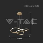 V-TAC VT-8014 20W LED Висяща Декоративна Лампа Ф500 Златно Тяло 3000K