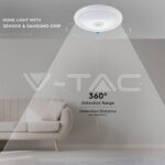 V-TAC VT-807 LED Плафониера SAMSUNG Чип 12W Сензор 3000K