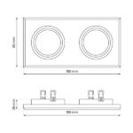 Milagro EKOS926 КВАДРАТЕН капс за стъклен таван 2xGU10 Цвят: ЧЕРЕН