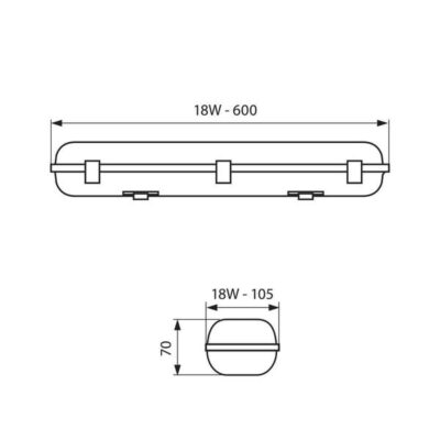 Vivalux VIV003733 LED индустриално осветително тяло DELFI PC LED 18W 600 mm 4000K