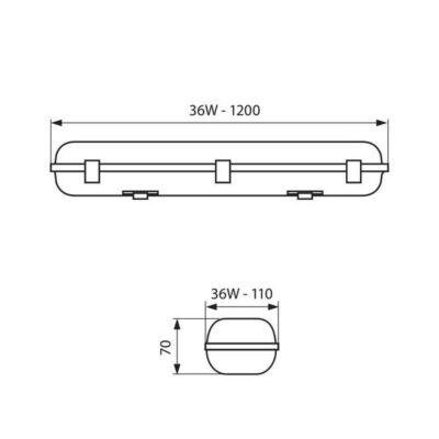 Vivalux VIV003734 LED индустриално осветително тяло DELFI PC LED 36W 1200 mm 4000K