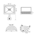 Vivalux VIV003974 LED прожектор със сензор NYX LED 20W черен 6400K IP44