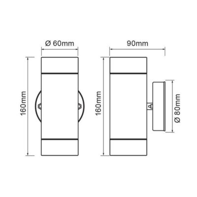 Vivalux VIV004649 Фасаден аплик NAVARA двоен 2xGU10 черно IP44