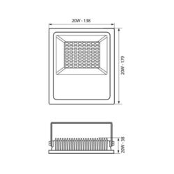 Vivalux VIV003836 LED прожектор HELIOS LED SMD 20W черен 6400K IP65