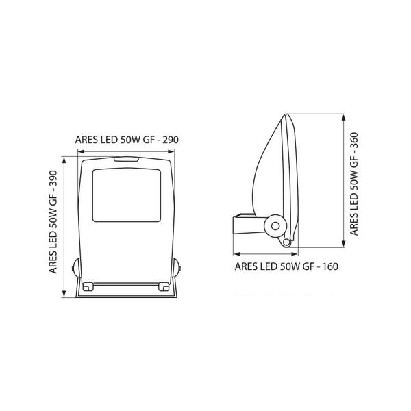 Vivalux VIV003082 ЛЕД прожектор ARES LED GF CL 4000K 50W IP65 220V