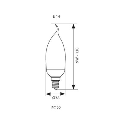 Vivalux VIV002792 Енергоспестяваща лампа Flame Candle 9W 432lm E14 2700K