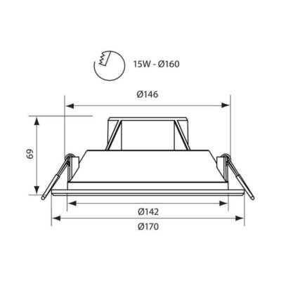 Vivalux VIV003553 Влагозащитена LED луна за вграждане TOP LED 15W бял 3000K