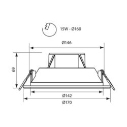 Vivalux VIV003554 Влагозащитена LED луна за вграждане TOP LED 15W бял 4000K