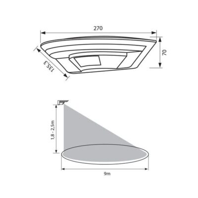 Vivalux VIV004338 LED аплик със сензор за движение LUNAR LED 10W SR12 IP54