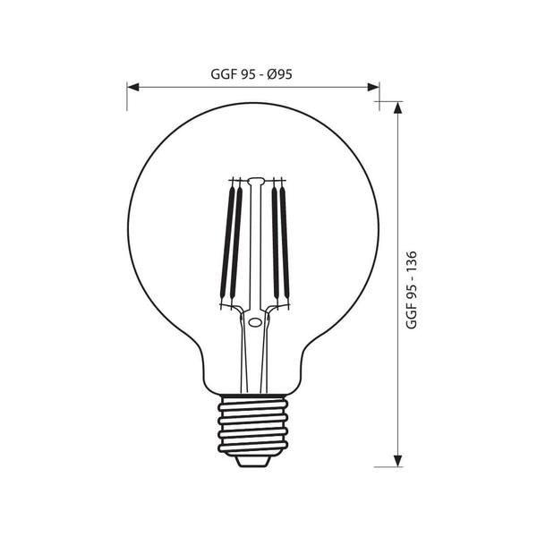 Vivalux VIV003963 LED филамент лампа FLICK VINTAGE LED GFV95 6W 550lm E27 2700K