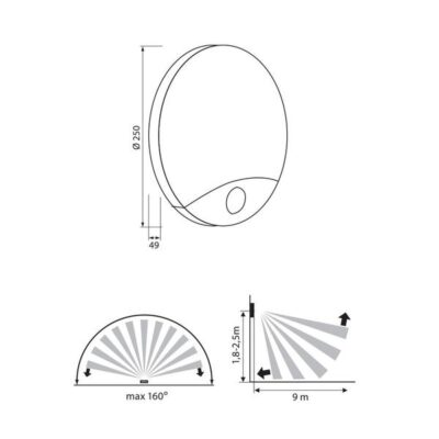 Vivalux VIV003887 LED аплик със сензор за движение LIMA LED 10W SR16 черен IP44