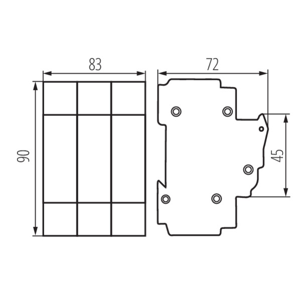 Kanlux 23343 Прекъсвач със стопяеми вложки за шина TH35, D02 KSF KSF02-63-3P