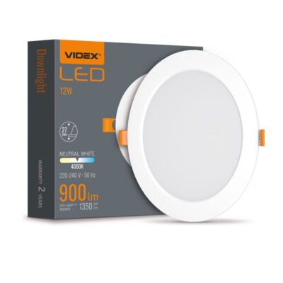 Videx 5904405540879 LED ЛАМПА VLE-DLBR-124 DOWNLIGHT RD 12W/4K/WH