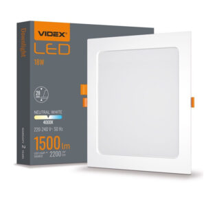 Videx 5904405540916 LED LAMPA VLE-DLBS-184 DOWNLIGHT SQ 18W/4K/WH