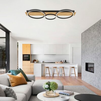 Vivalux VIV005158 LED плафон MATTEO LED 32W черно+дърво CCT 3000-4000-6400K